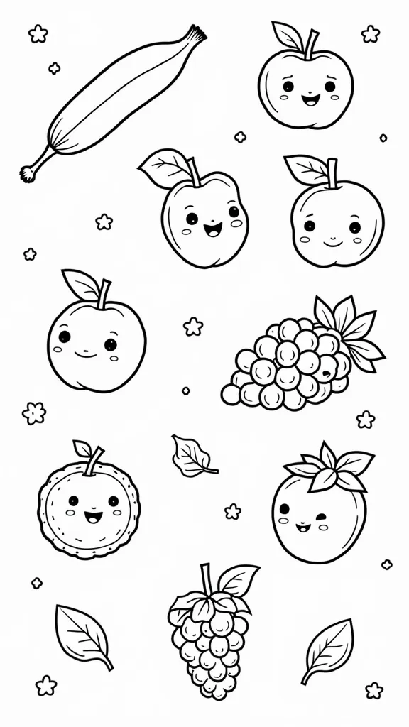 coloriages de fruits préscolaires